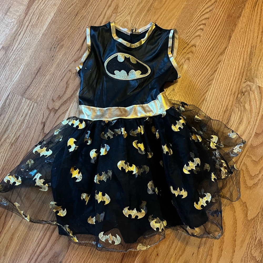 Girls Batgirl Costume Dress-Cape-Mask - Picture 2 of 4